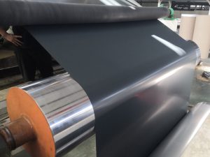black aluminum foil during production